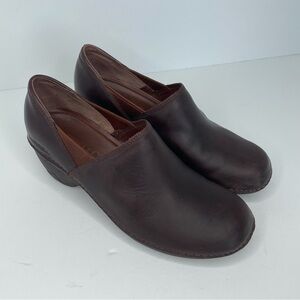 Merrell Emma Brunette Clogs Sz 8.5 Womens Brown Leather Shoes Slip On Comfort